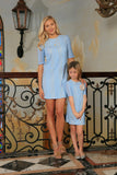 Baby Blue Crochet Lace Elbow Sleeve Party Shift Mother Daughter Dress - Pineapple Clothing