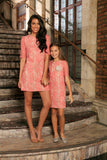 Dusty Pink Lace 3/4 Sleeve Cocktail Party Shift Mother Daughter Dress - Pineapple Clothing