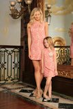 Dusty Pink Lace Sleeveless Spring Summer Party Shift Mommy & Me Dress - Pineapple Clothing