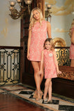 Dusty Pink Lace Sleeveless Spring Summer Party Shift Mommy & Me Dress - Pineapple Clothing