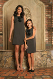 Black Grey Sleeveless Fancy Classy Party Cute Shift Mommy and Me Dress - Pineapple Clothing