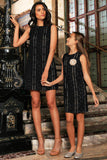 Black Crochet Lace Sleeveless Shift Mommy and Me Party Dresses - Pineapple Clothing