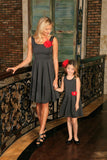 Black Grey Sleeveless Skater Fit and Flare Party Mother Daughter Dress - Pineapple Clothing
