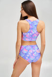 Making Waves Carly Purple Mermaid Print High Neck Bikini Top - Women - Pineapple Clothing