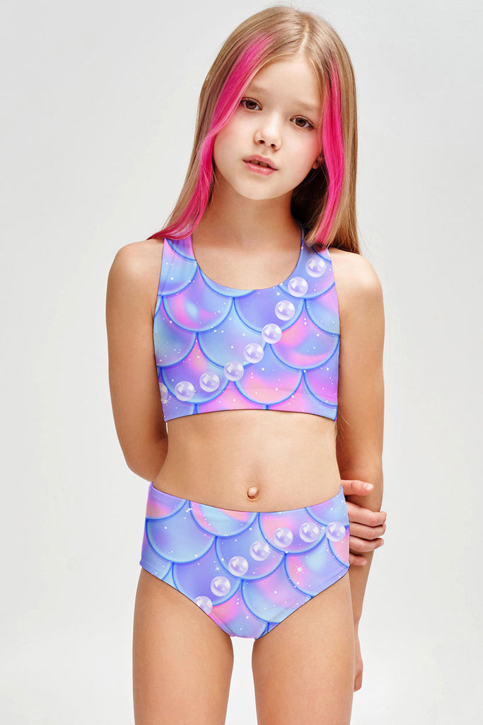 Making Waves Claire Purple Two-Piece Swimsuit Sporty Swim Set - Girls