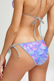 Making Waves Linda Purple Mermaid Print Side Tie Bikini Bottom - Women - Pineapple Clothing