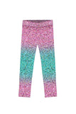 3 for $49! Maldives Lucy Pink & Mint Glitter Print Leggings - Kids - Pineapple Clothing