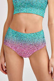 Maldives Cara Pink Mint High-Waist Hipster Bikini Bottom - Women - Pineapple Clothing