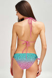 Maldives Sara Pink Glitter Print Strappy Triangle Bikini Top - Women - Pineapple Clothing