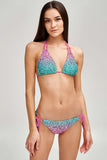 Maldives Sara Pink Glitter Print Strappy Triangle Bikini Top - Women - Pineapple Clothing