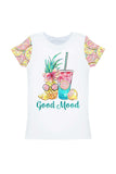 Marmalade Zoe White Summer Drink Print Designer T-Shirt - Kids - Pineapple Clothing