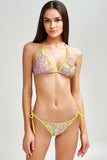 Marmalade Lara Pink Lemon Print Triangle String Bikini Top - Women - Pineapple Clothing