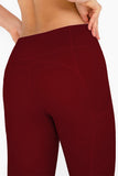 SEMI-ANNUAL SALE! Maroon Red Cassi Side Pockets Workout Leggings Yoga Pants - Women - Pineapple Clothing