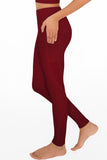 SEMI-ANNUAL SALE! Maroon Red Cassi Mesh Pockets Workout Leggings Yoga Pants - Women - Pineapple Clothing