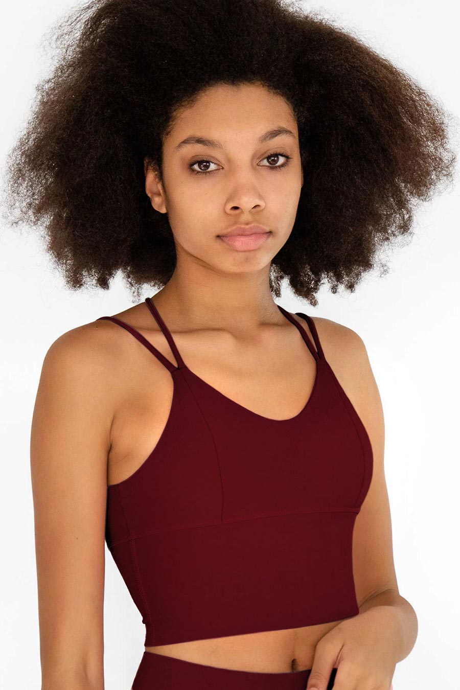 SALE! Maroon Red Kelly Strappy Long Line Padded Sports Bra - Women - Pineapple Clothing