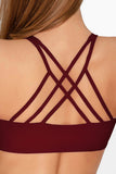 SEMI-ANNUAL SALE! Maroon Red Kelly Strappy Padded Sports Bra - Women - Pineapple Clothing