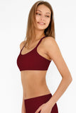 SEMI-ANNUAL SALE! Maroon Red Kelly Strappy Padded Sports Bra - Women - Pineapple Clothing