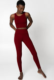 SEMI-ANNUAL SALE! Maroon Red Cassi Deep Pockets Workout Leggings Yoga Pants - Women - Pineapple Clothing
