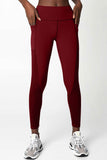 Maroon Red Cassi Side Pockets Workout Leggings Yoga Pants - Women -  ShopperBoard