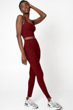 SALE! Maroon Red Cassi Three Pockets Workout Leggings Yoga Pants - Women - Pineapple Clothing