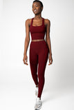 SALE! Maroon Red Kelly Crisscross Back Long Line Padded Sports Bra - Women - Pineapple Clothing