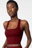 SALE! Maroon Red Kelly Crisscross Back Long Line Padded Sports Bra - Women - Pineapple Clothing