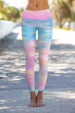 Milkshake Lucy Pink & Blue Tie Dye Printed Leggings Yoga Pants - Women - Pineapple Clothing
