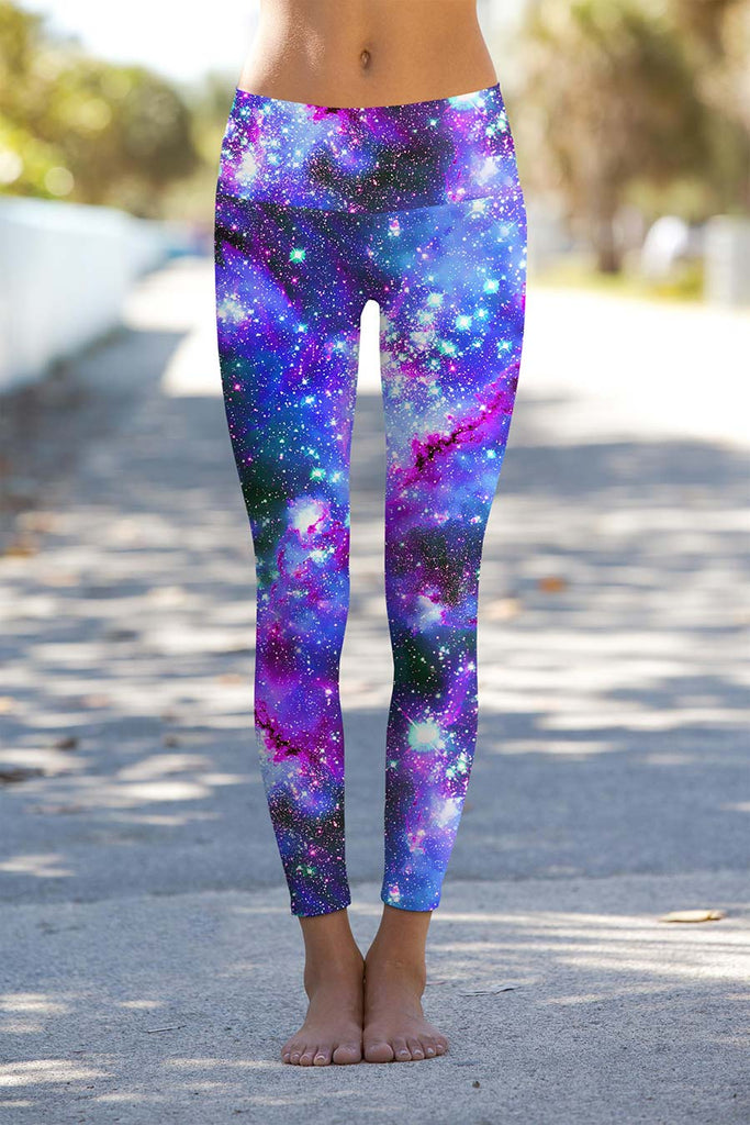 Milky-Way Lucy Purple Galaxy Print Leggings Yoga Pants - Women