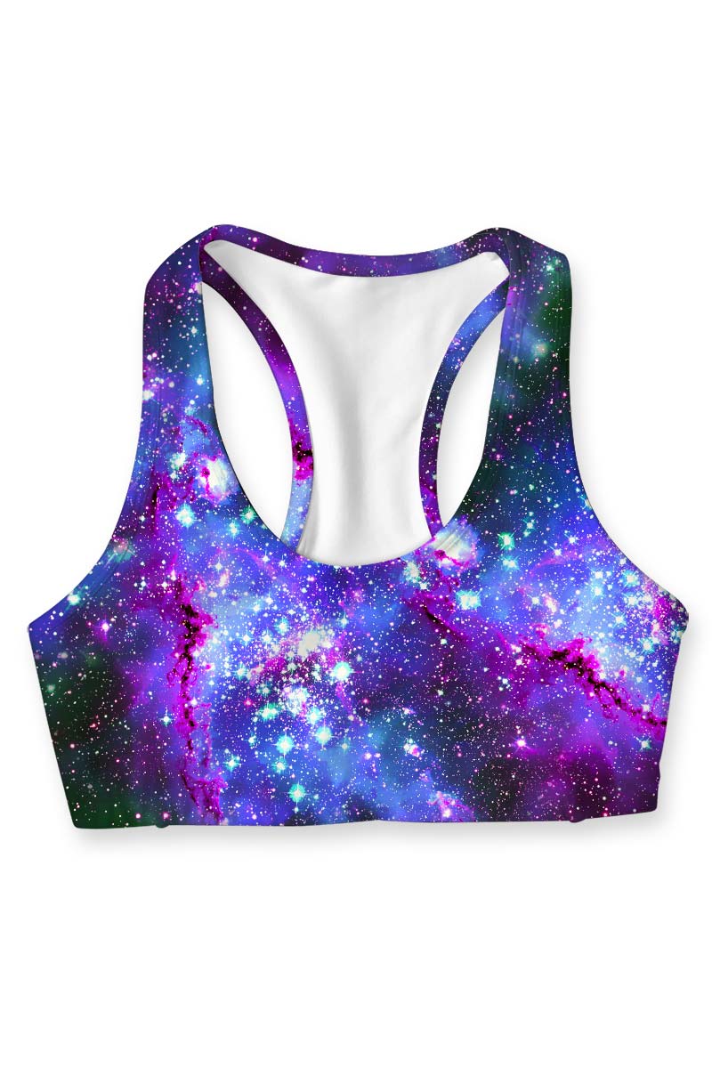 Milky-Way Stella Purple Galaxy Print Seamless Sport Yoga Bra - Women - Pineapple Clothing