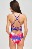 Miss Freedom Nikki Patriotic Crisscross Back One-Piece Swimsuit Women - Pineapple Clothing