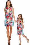 Amour Adele Blue Floral Print Chic Shift Party Dress - Girls - Pineapple Clothing