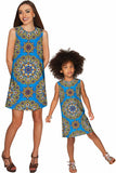Boho Chic Adele Blue Geometric Pattern Shift Dress - Women - Pineapple Clothing