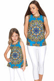 Boho Chic Emily Blue Geometric Print Sleeveless Top - Girls - Pineapple Clothing