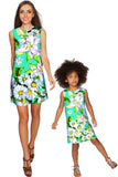 Flower Party Adele Green Designer Summer Shift Dress - Girls - Pineapple Clothing