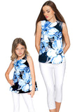 Memory Book Emily Blue Floral Trendy Sleeveless Top - Girls - Pineapple Clothing