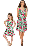 Sweetheart Mia Fit & Flare Green Flower Print Dress - Girls - Pineapple Clothing