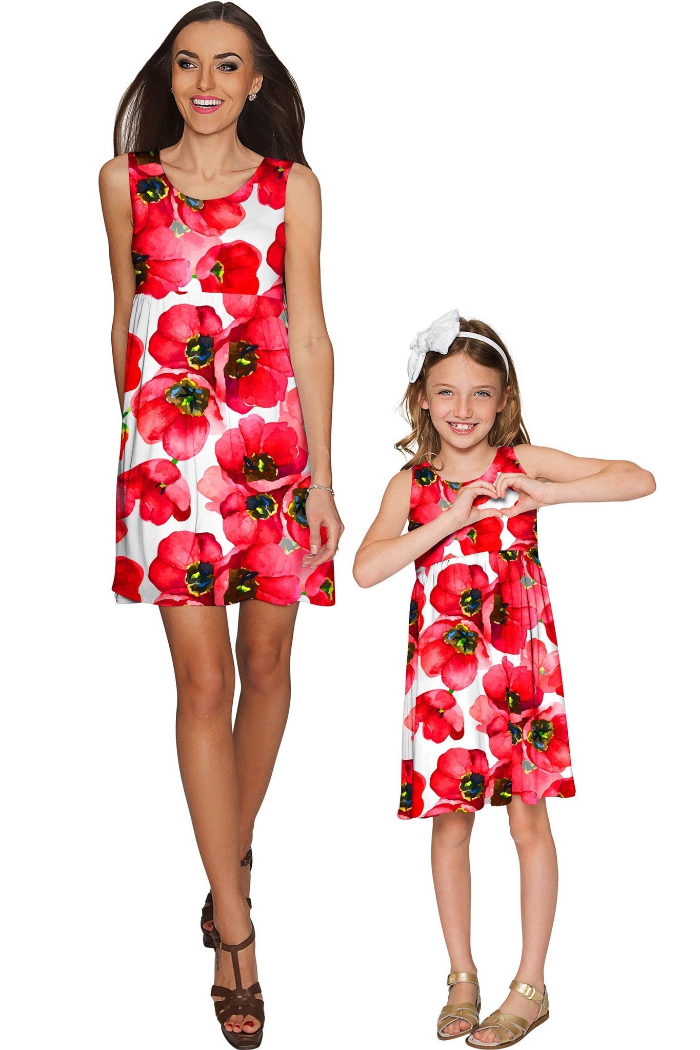 Tulip Salsa Sanibel Empire Waist Red Floral Knit Dress - Girls - Pineapple Clothing