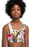 3 for $49! Mountain Garden Stella White Floral Seamless Sport Bra Crop Top - Kids - Pineapple Clothing