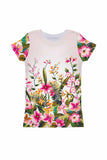 Mountain Garden Zoe White Floral Tropical Print Summer Eco Tee - Girls - Pineapple Clothing