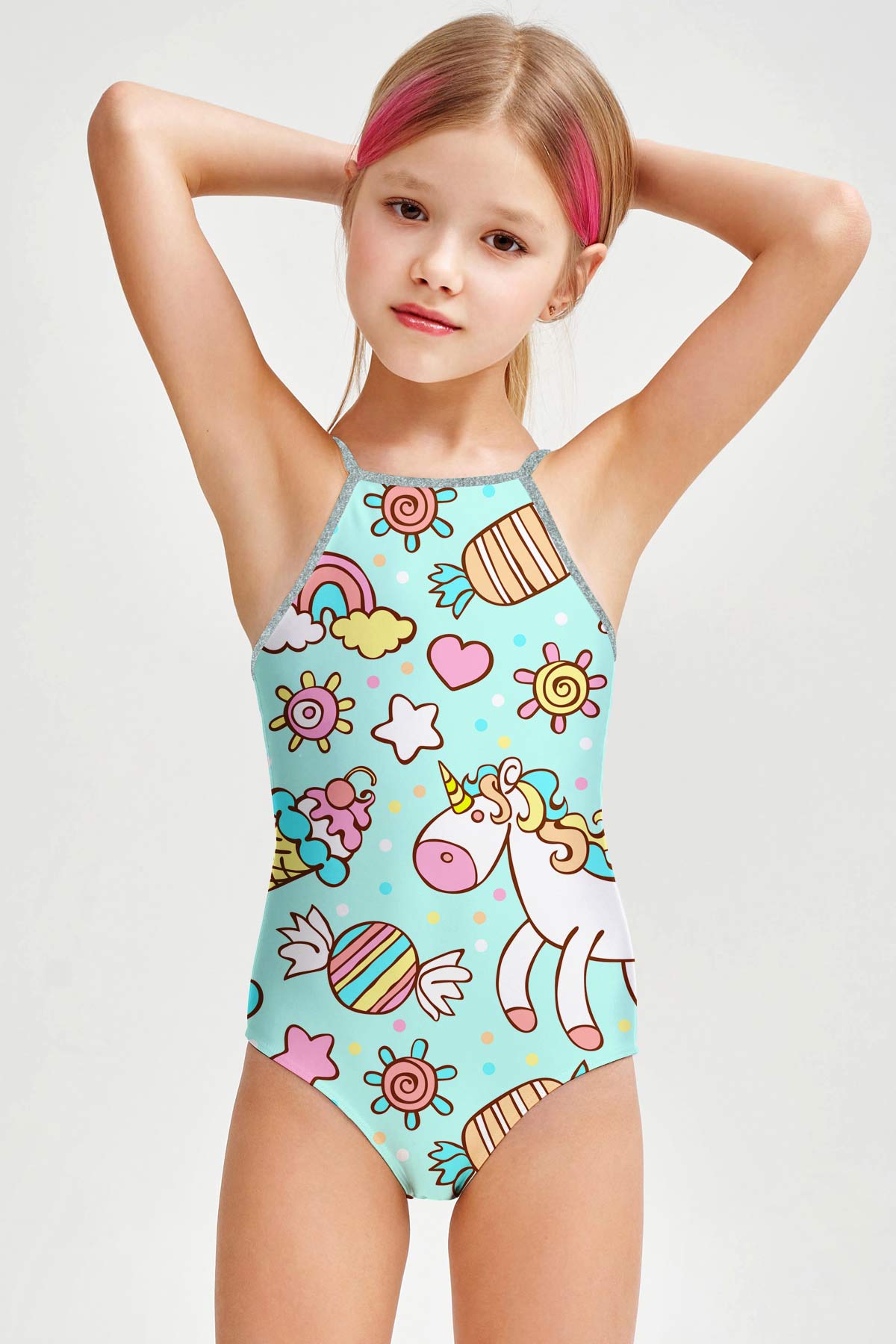 My Friend Unicorn Becky Mint Full Coverage One-Piece Swimsuit - Girls - Pineapple Clothing