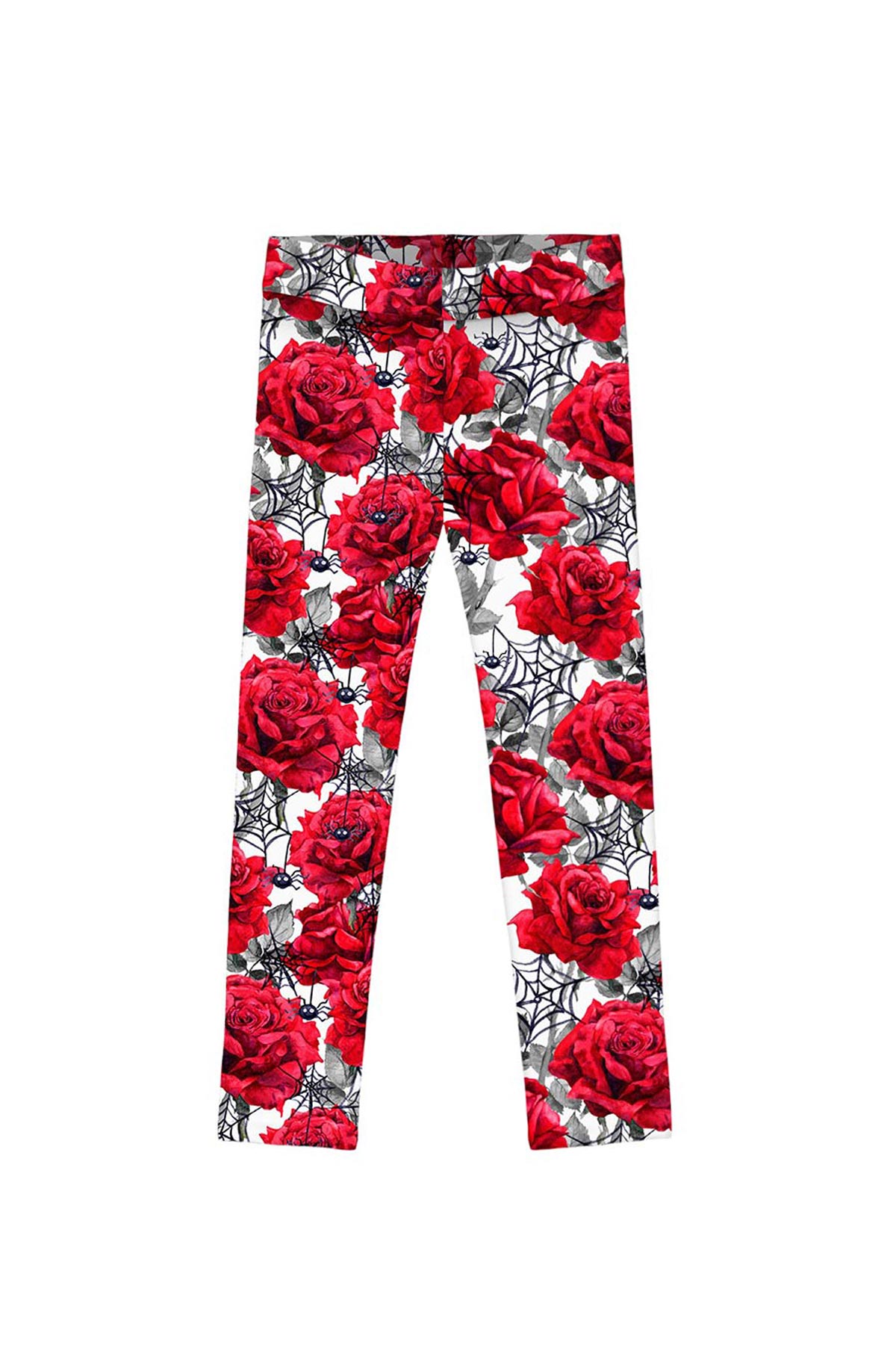 Mystic Reign Lucy White Red Roses Print Halloween Leggings - Kids - Pineapple Clothing