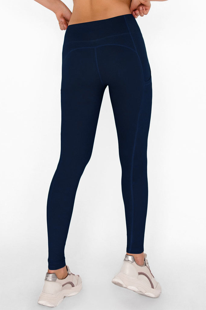 BUY 1 GET 3 FREE! Navy Blue Cassi Side Pockets Workout Leggings Yoga Pants  - Women