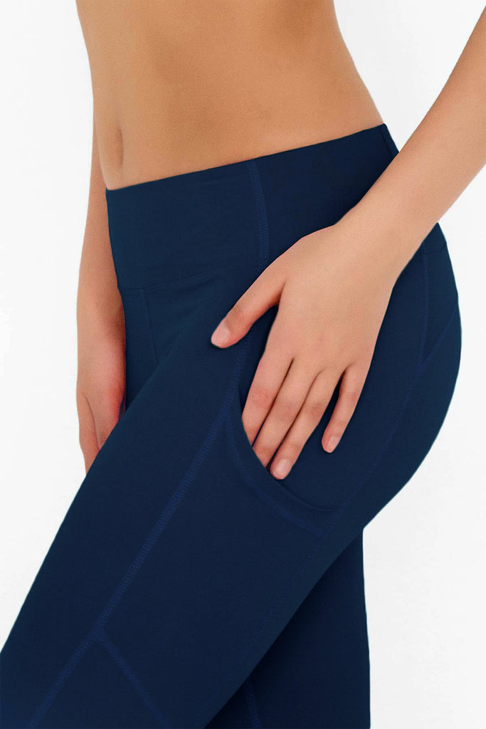 3 for $49! Navy Blue Cassi Side Pockets Workout Leggings Yoga Pants - Women