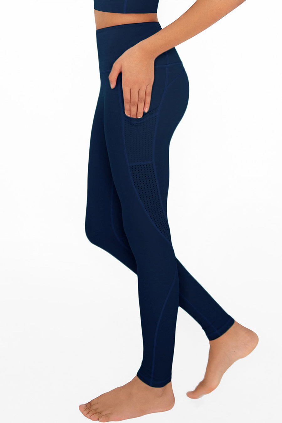 SALE! Navy Blue Cassi Mesh Pockets Workout Leggings Yoga Pants - Women - Pineapple Clothing