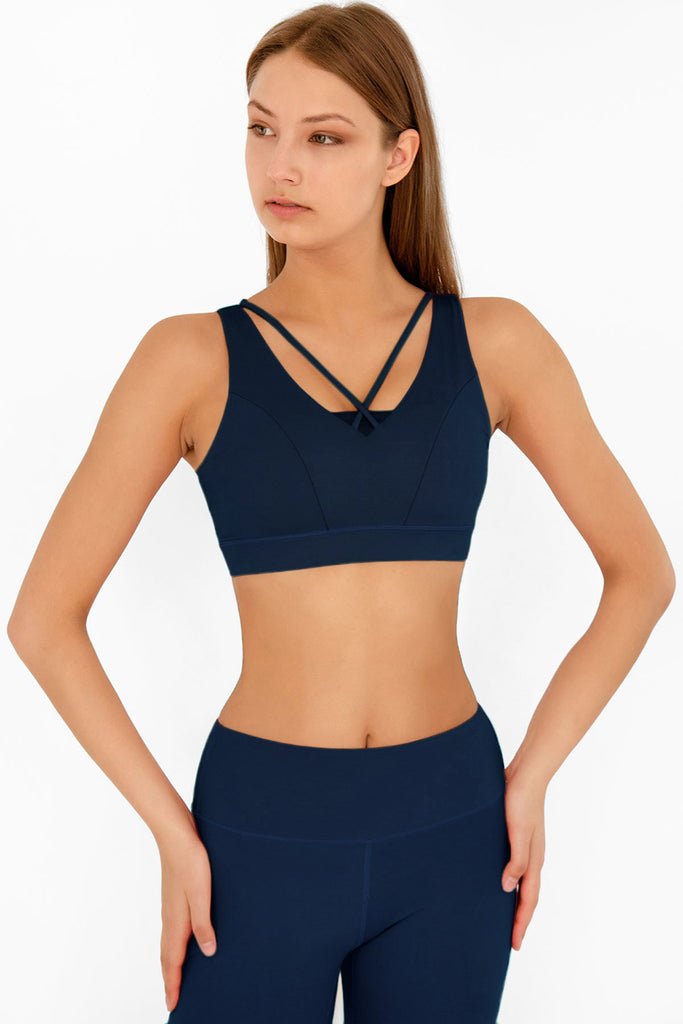 Womens Soft Touch Double Criss-Cross Strappy Sports Bra