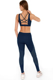 SEMI-ANNUAL SALE! Navy Blue Kelly Strappy Open-Back Padded Sports Bra - Women - Pineapple Clothing