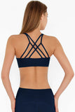 SEMI-ANNUAL SALE! Navy Blue Kelly Strappy Padded Sports Bra - Women - Pineapple Clothing