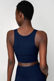 SALE! Navy Blue Kelly Long Line Full Coverage Padded Sports Bra - Women - Pineapple Clothing