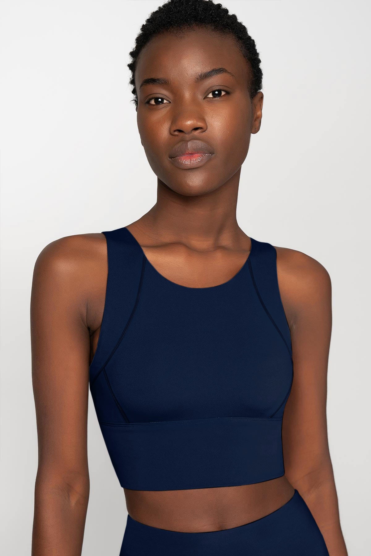 SALE! Navy Blue Kelly Long Line Full Coverage Padded Sports Bra - Women - Pineapple Clothing