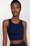 SALE! Navy Blue Kelly Long Line Full Coverage Padded Sports Bra - Women - Pineapple Clothing